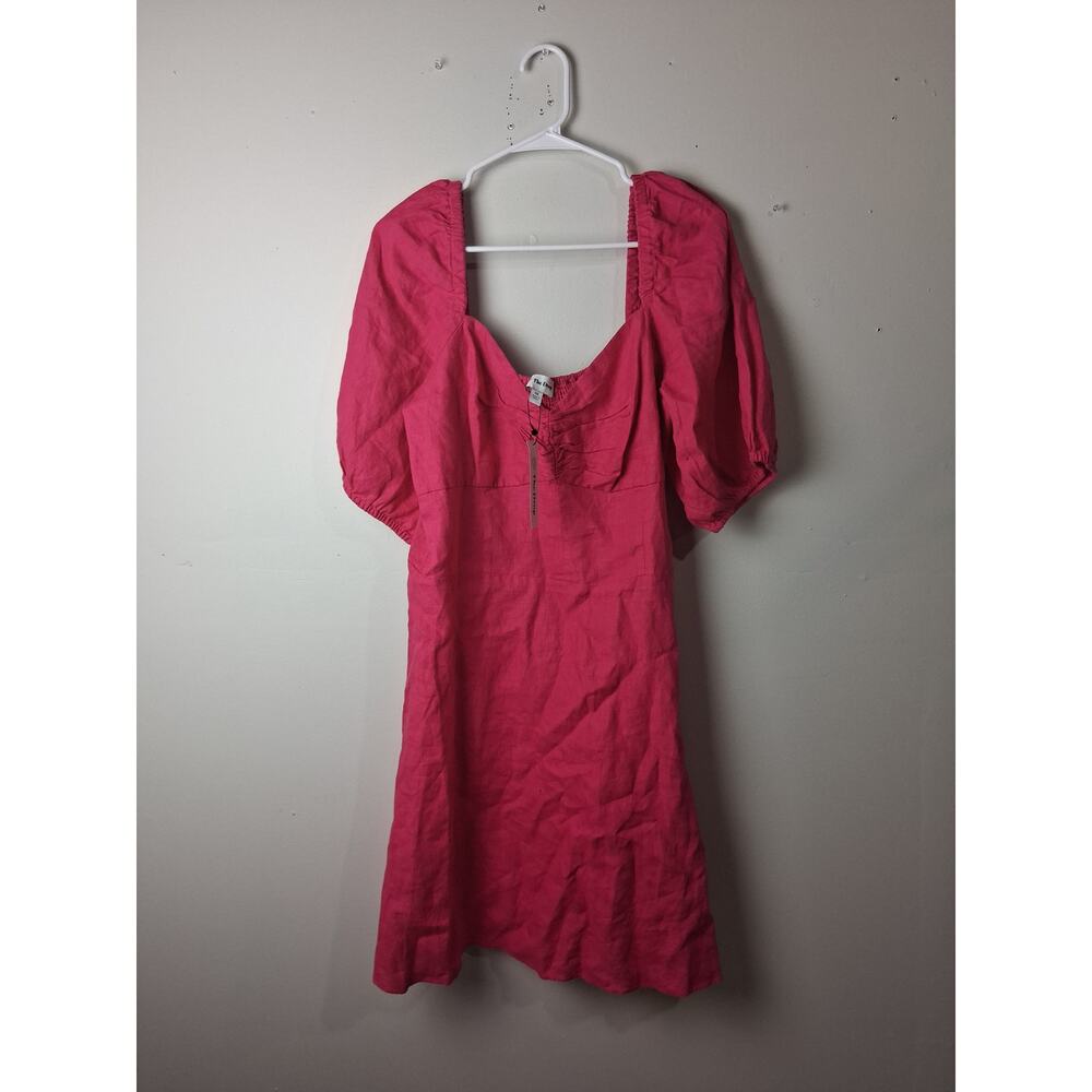 The Drop Pink Linen Smocked Mini Dress XXL Puff Sleeve Cottagecore NWT‎